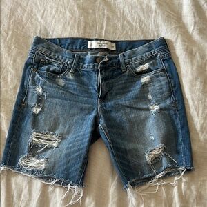 Abercrombie & Fitch Blue Distressed Jean Shorts
